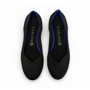 Rothys The Flat Round Toe Womens 8 Black Ballet Shoe Sustainable